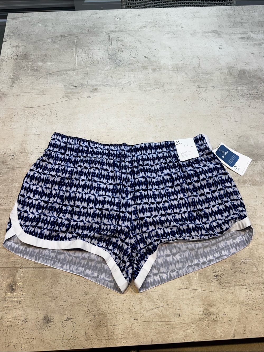 GAP Navy and White Ikat-Print Athletic Shorts